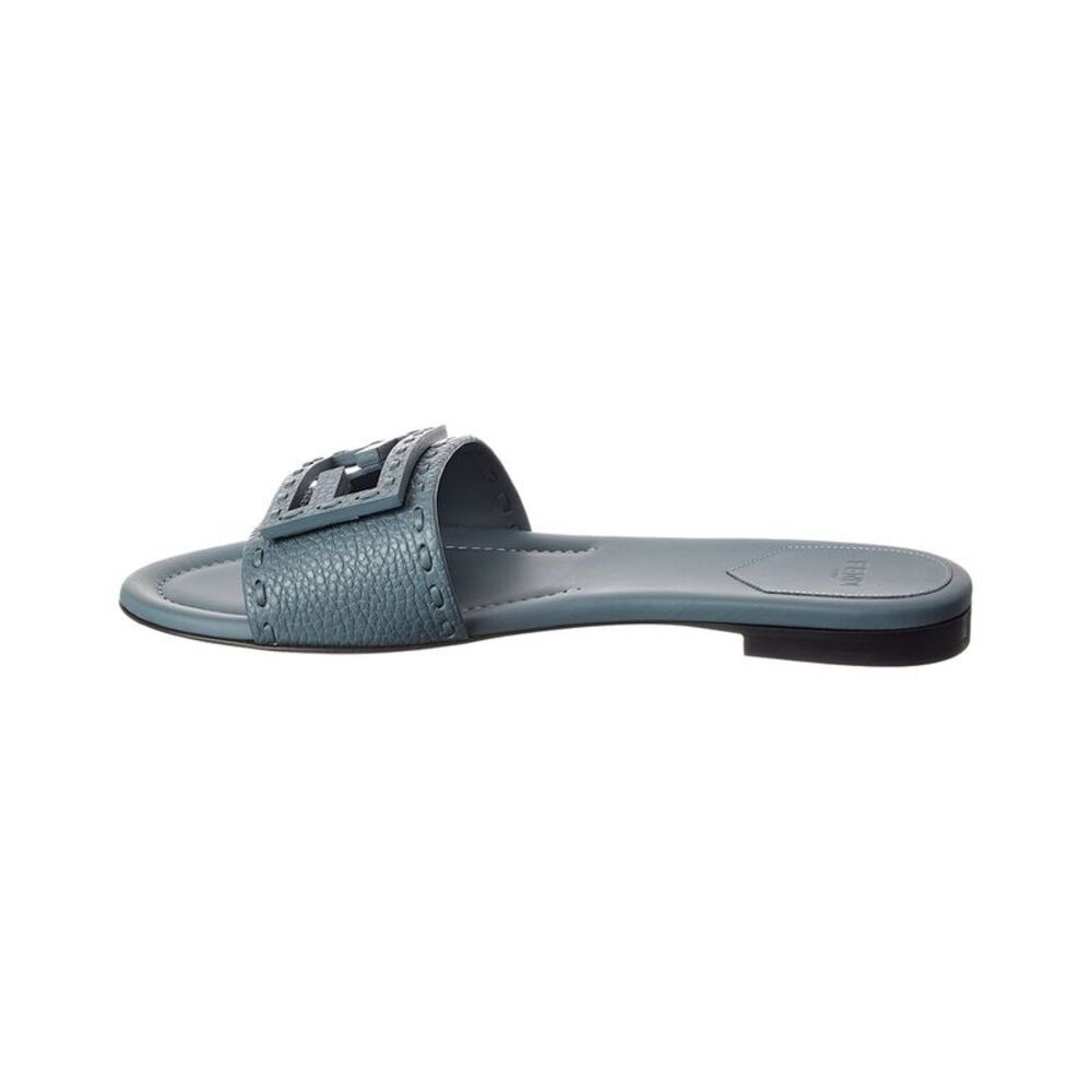 Fendi Ff Baguette Leather Sandal, Blue - Picture 2 of 5